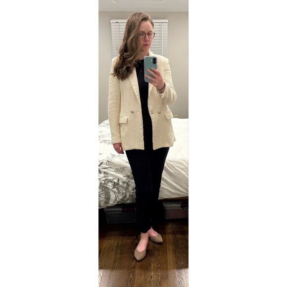 MAJE Off-White Tweed Creamy Oversized Vileno Blazer size 38 Flawed - Picture 5 of 16